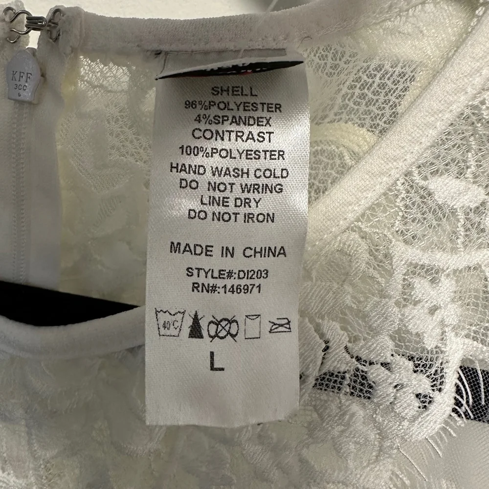 NWT NEW Wedding Women Carolina Dress, Size L, White lace short long sleeve party - Picture 13 of 16